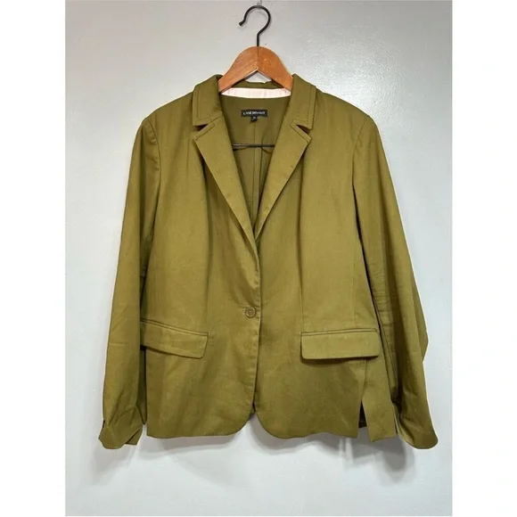 Lane Bryant Women’s Plus Size 22 One-Button Blazer Olive Green - Picture 4 of 5